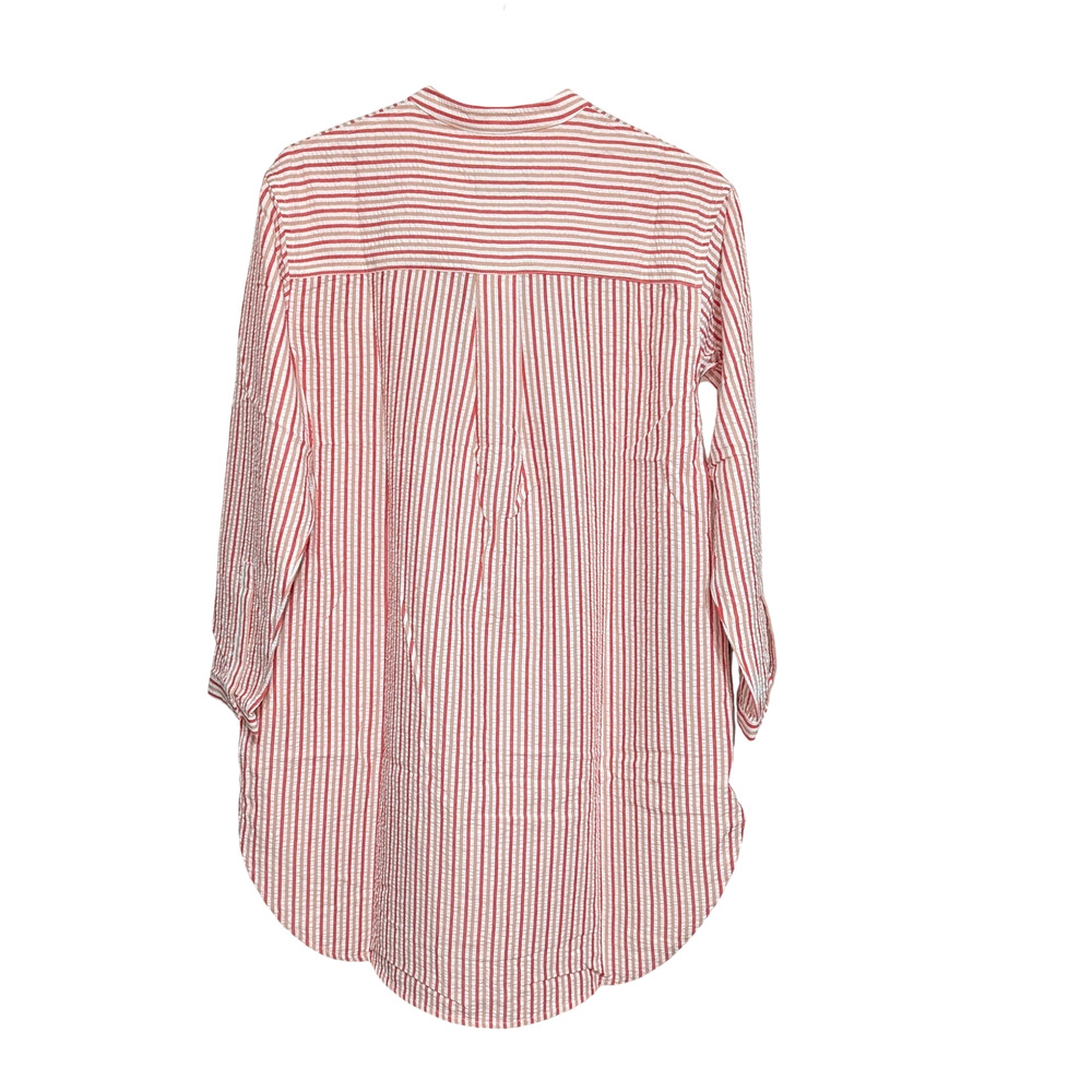 Tuckernuck Bodie Mini Shirt Dress Medium Seersucker Pink Stripe Resort Vacation - Picture 5 of 14